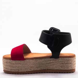 Дамски сандали в черно и червено