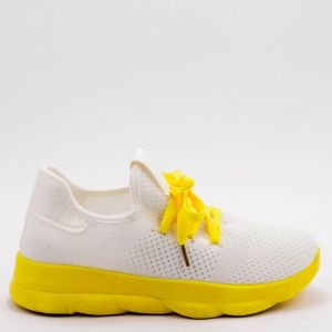 Дамски маратонки в бяло и жълто