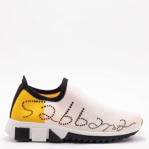 Дамски спортни обувки в бяло и жълто