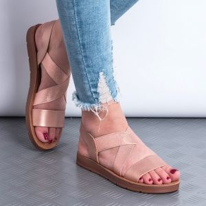 Дамски сандали в розово злато