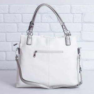 Дамска чанта в бяло и сиво