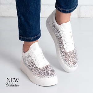 Дамски кецове в сребристо и бяло