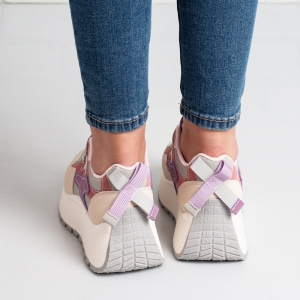 Дамски маратонки в бежово и лилаво