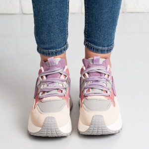 Дамски маратонки в бежово и лилаво