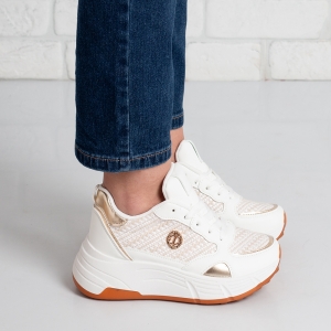 Дамски маратонки в бяло и златисто