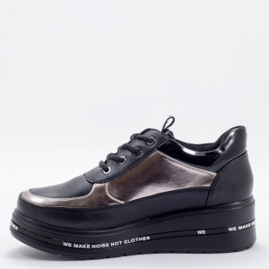Дамски обувки  в черно и бронз