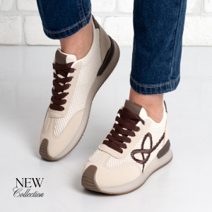 Дамски маратонки в кафяво и бежово