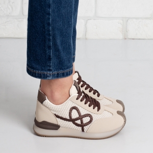 Дамски маратонки в кафяво и бежово