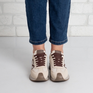 Дамски маратонки в кафяво и бежово