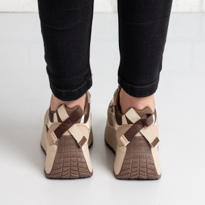 Дамски маратонки в тъмно бежово и кафяво