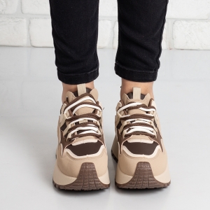 Дамски маратонки в тъмно бежово и кафяво