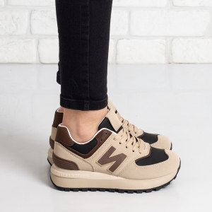 Дамски маратонки в тъмно бежово и кафяво