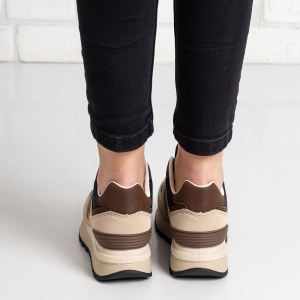 Дамски маратонки в тъмно бежово и кафяво