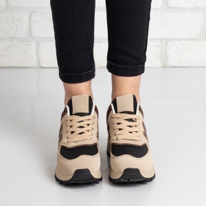 Дамски маратонки в тъмно бежово и кафяво