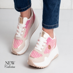 Дамски маратонки в циклама и бежово