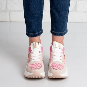 Дамски маратонки в циклама и бежово