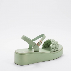 Дамски сандали на платформа в зелено