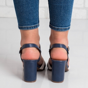 Дамски сандали на ток в синьо