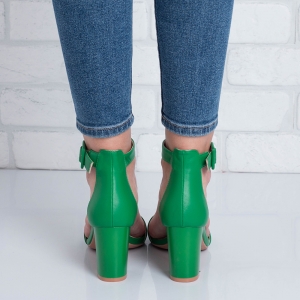 Дамски сандали на ток в зелено