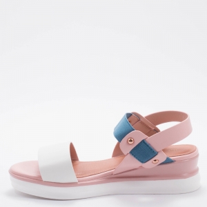 Дамски сандали в розово и бяло