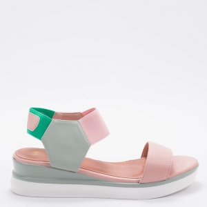 Дамски сандали в розово и зелено